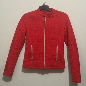 Guess Red Embossed Bomber Jacket